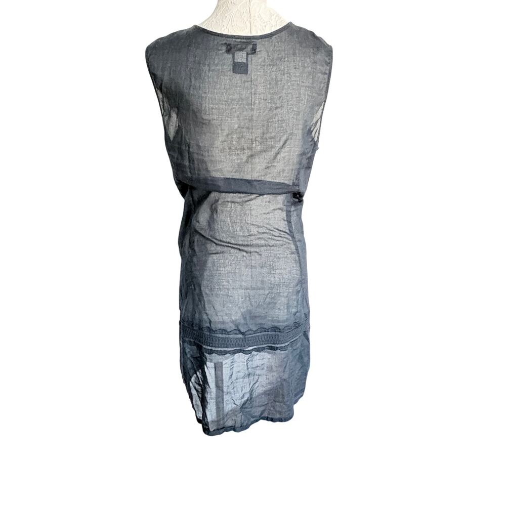 Banana Republic sheer cotton tunic dress black sleeveless vixen boho womens L - Picture 3 of 8